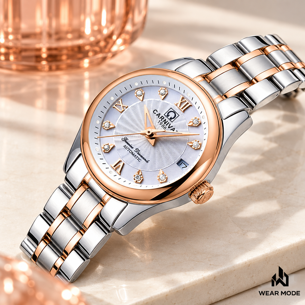 Reloj CARNIVAL Silver Rose White en escenario Wear Mode