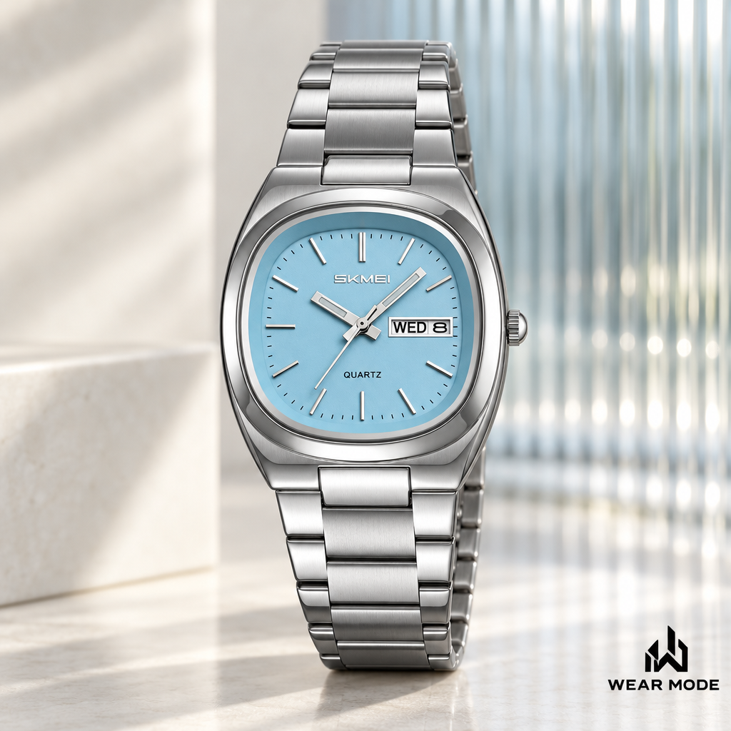SKMEI 2420 plateado azul con logo Wear Mode