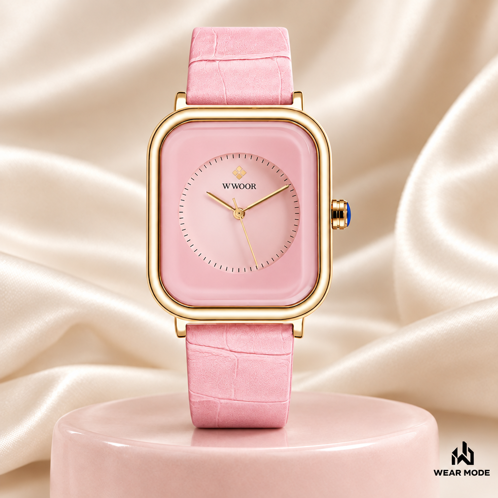 Reloj WWOOR rosa con logo Wear Mode