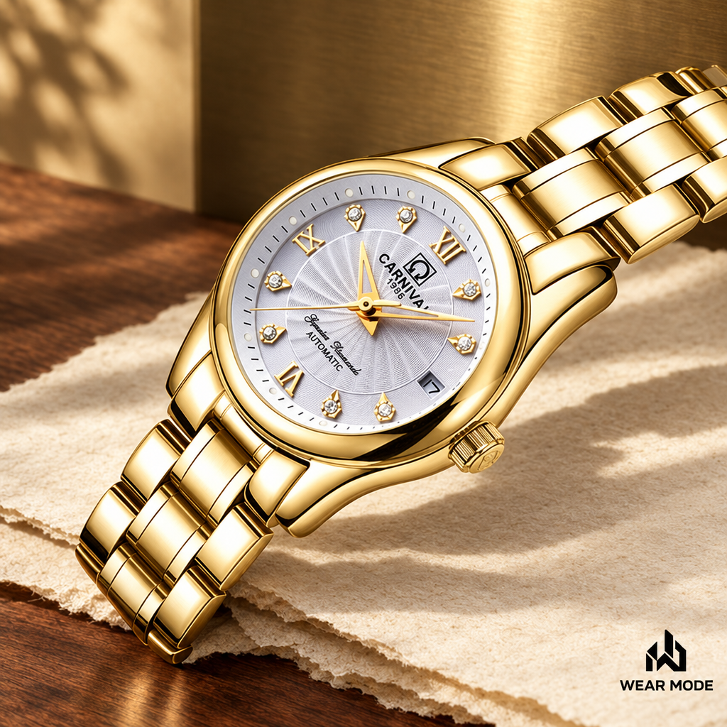 Reloj CARNIVAL Gold White en escenario Wear Mode