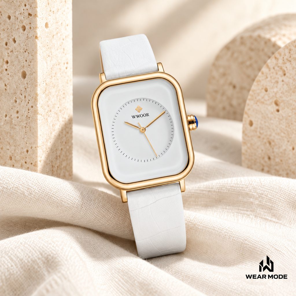 Reloj WWOOR blanco con logo Wear Mode