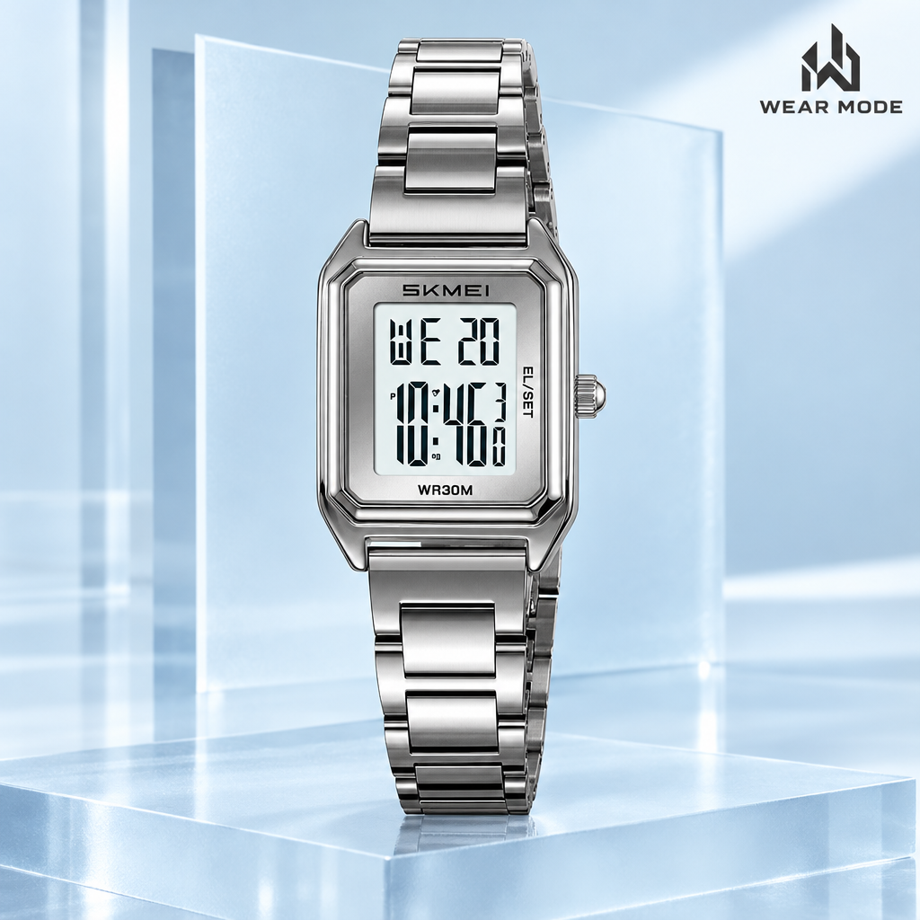 SKMEI 2493 Plateado-Blanco con logo Wear Mode