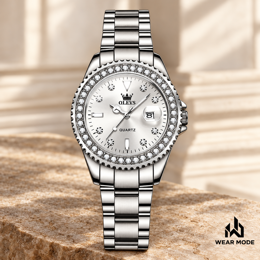OLEVS blanco de acero con logo Wear Mode