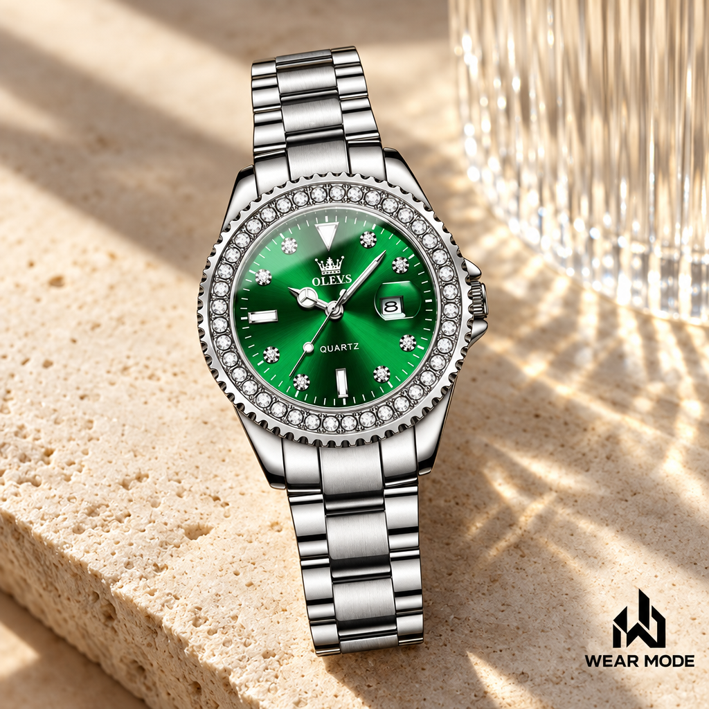 OLEVS verde de acero con logo Wear Mode