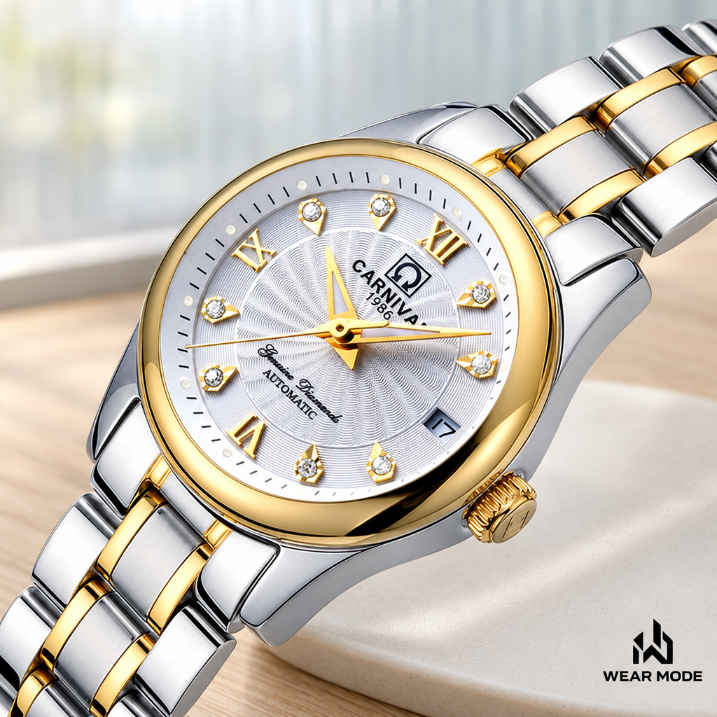 Reloj CARNIVAL Silver Gold White con brazalete bicolor y carátula clara