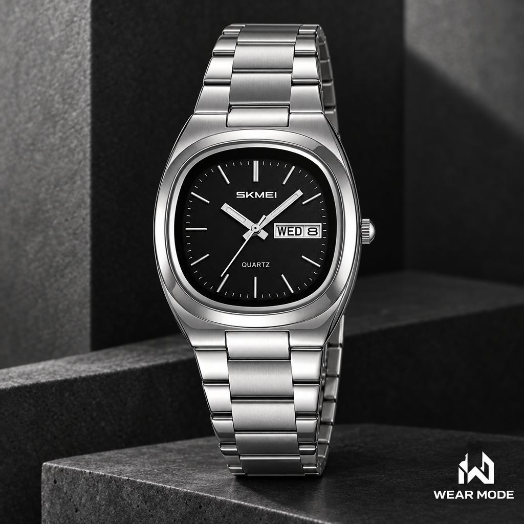 SKMEI 2420 plateado negro con logo Wear Mode